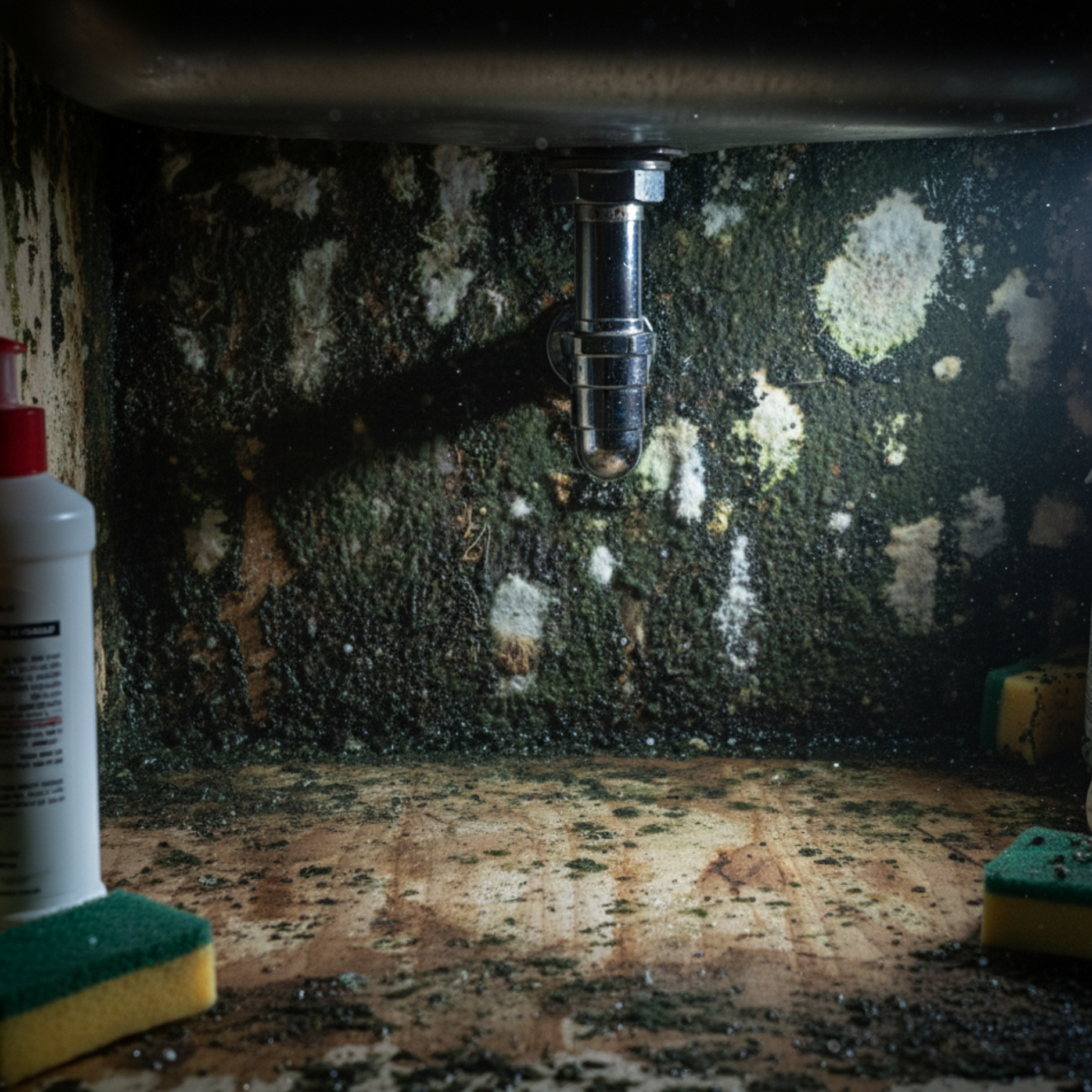 Mold and water damaged sink