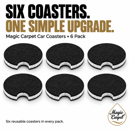 Six Magic Carpet car coasters in a pack