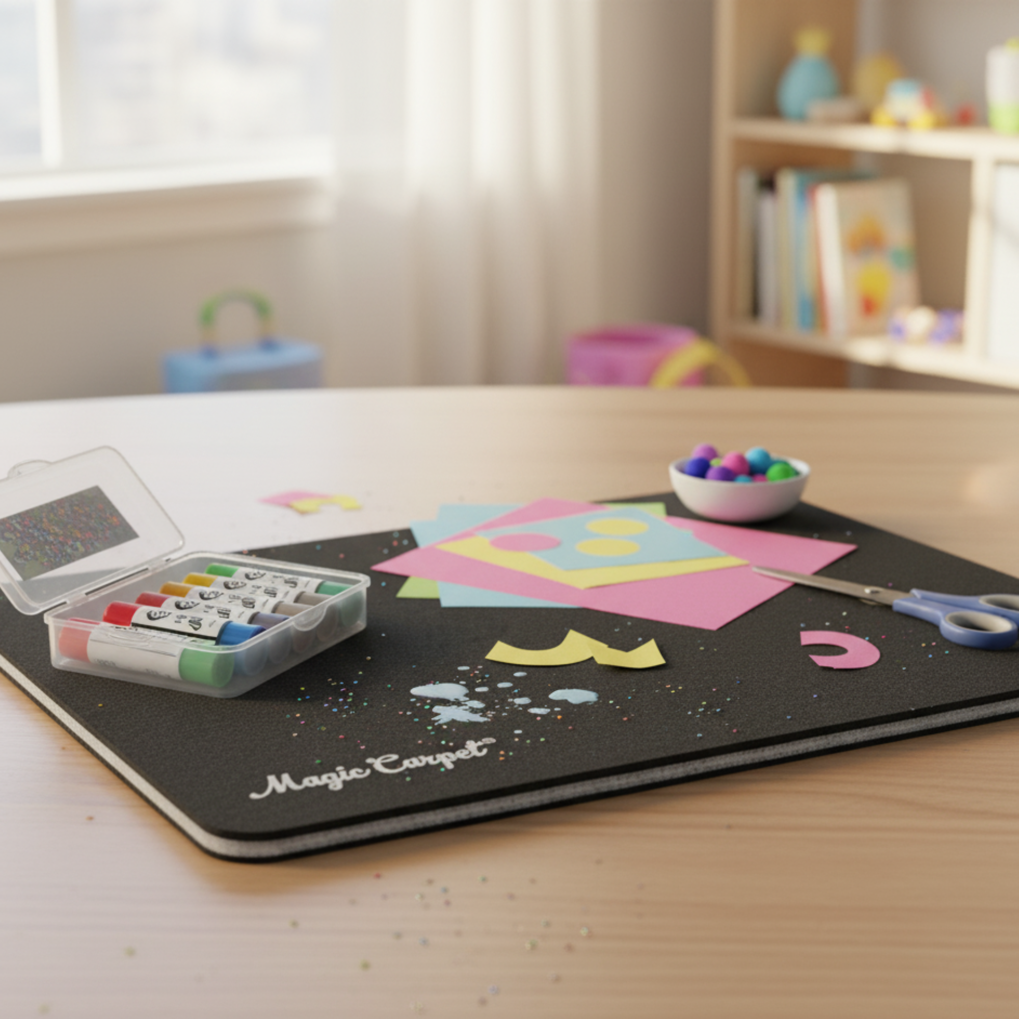 Magic Carpet® absorbent work mat – reusable washable surface protector for arts, crafts, glitter, paint, and classroom projects