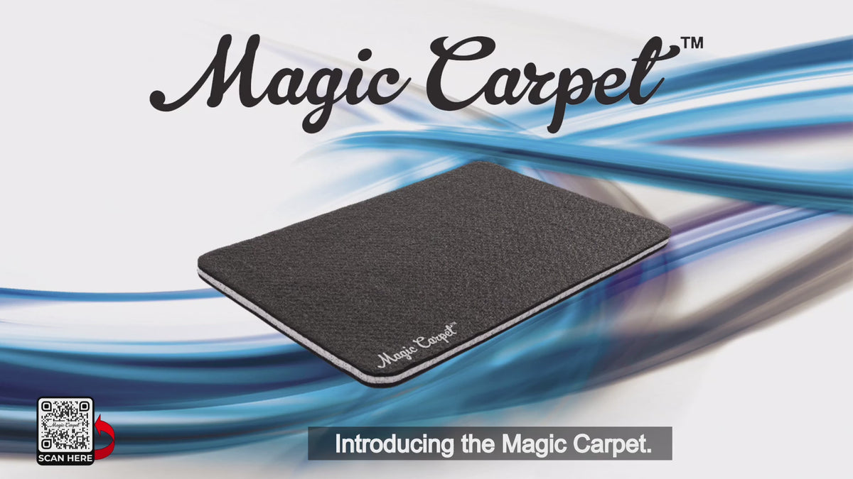 Magic Carpet® commercial showing absorbent kennel liners, feeding mats, and work mats